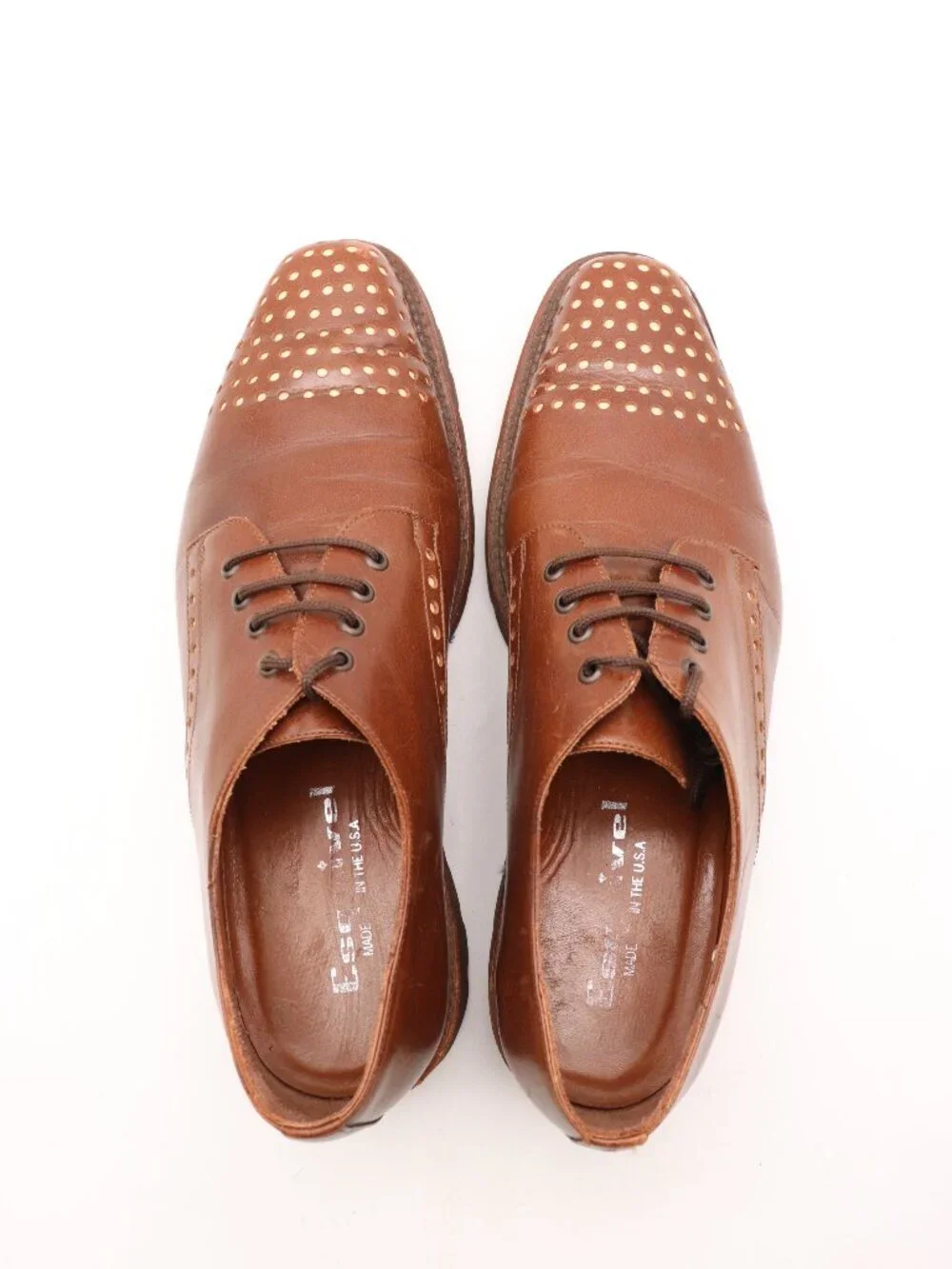 Esquivel Brown Leather Dress Shoes Men's Size 9 Lace Up Oxford Derby Made In USA